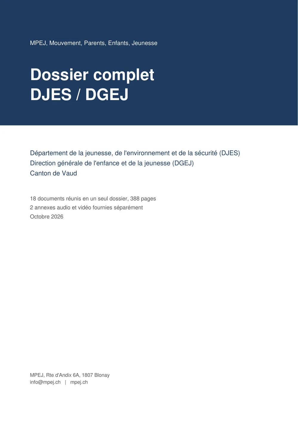 Dossier complet DJES/DGEJ · MPEJ, octobre 2026, Page 1