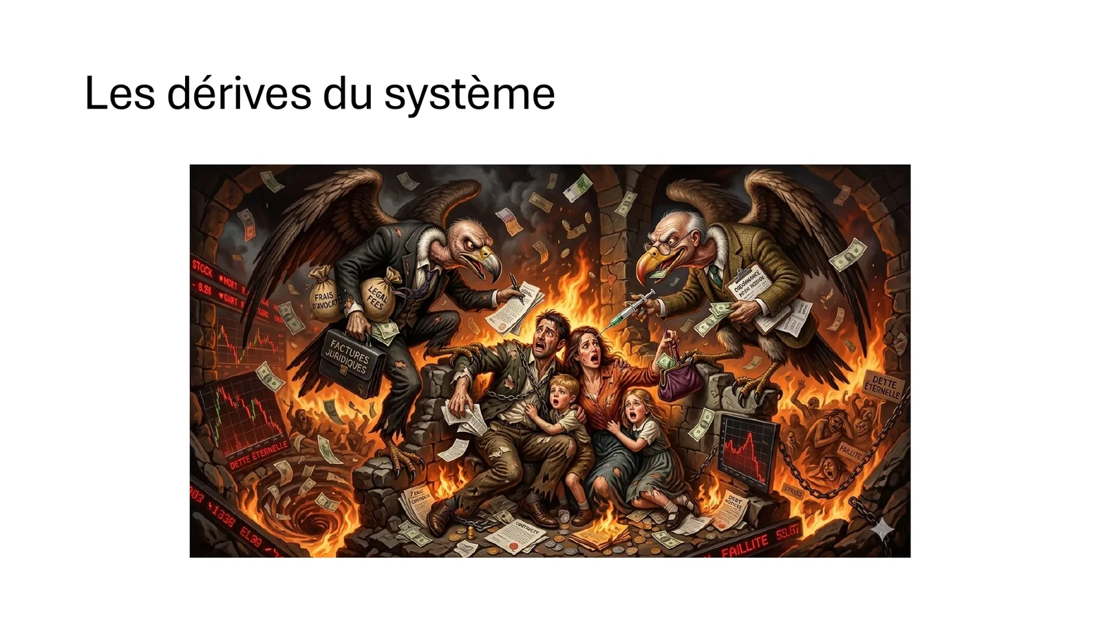 Les dérives du système, illustration de vautours